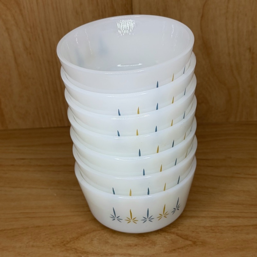 Vintage Anchor Hocking Fire-King Candle glow Custard Cups Prep Bowls Set of 7